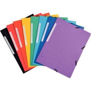 Lot de 7+3 chemises 3 rabats à élastiques en carte recyclée, coloris assortis 55000SE EXACOMPTA Lot de 7+3 chemises 3 rabats à élastiques en carte recyclée, coloris assortis 55000SE EXACOMPTA