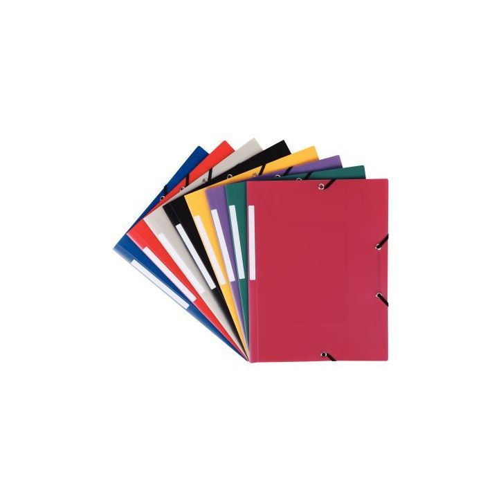 Chemise 3 rabats à élastiques en polypropylène opaque 4/10ème, format 24x32 cm, jaune 1300090 JAUNE