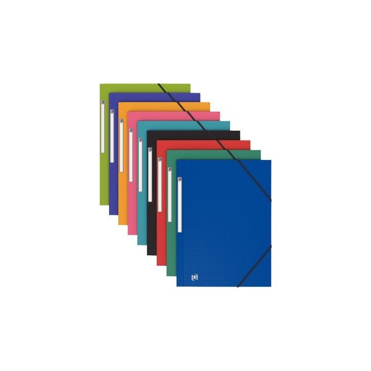 Paquet de 10 chemises 3 rabats à élastiques MEMPHIS en polypropylène opaque 5/10ème, coloris assortis 1002(...)