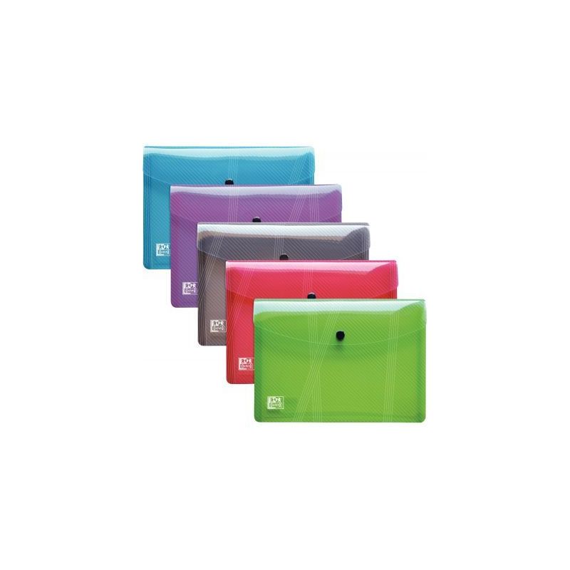 Achetez Paquet de 5 enveloppes en polypropylène pour format A5 fermeture par bouton pression couleu.. Achetez Paquet de 5 enveloppes en polypropylène pour format A5 fermeture par bouton pression couleu..