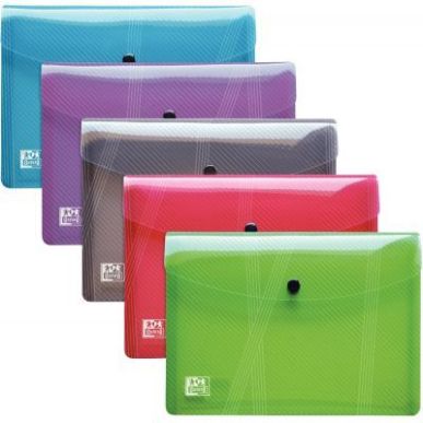 Achetez Paquet de 5 enveloppes en polypropylène pour format A5 fermeture par bouton pression couleu..