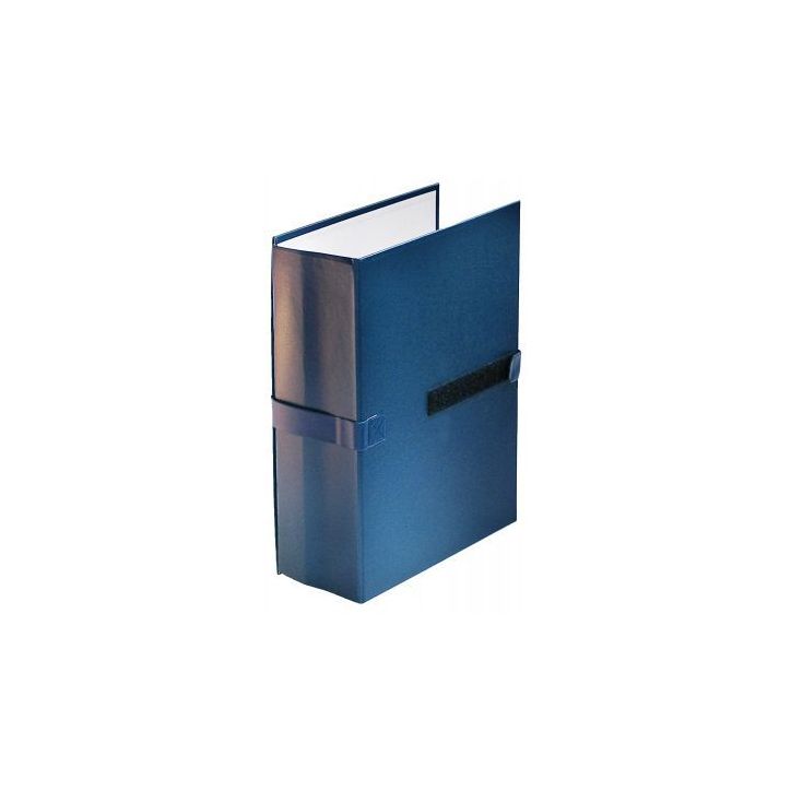 EXACOMPTA Chemise extensible en balacron. Rabat en pied, fermeture par sangle scratch. Coloris Bleu foncé