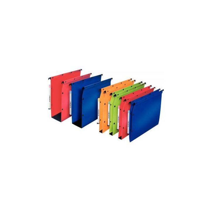 Paquet 10 dossiers suspendus armoire polypropylène dos 80 rouge cerise 100331534 HAMELIN