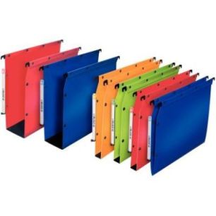 Paquet 10 dossiers suspendus armoire polypropylène dos 50 rouge cerise 100330593 HAMELIN