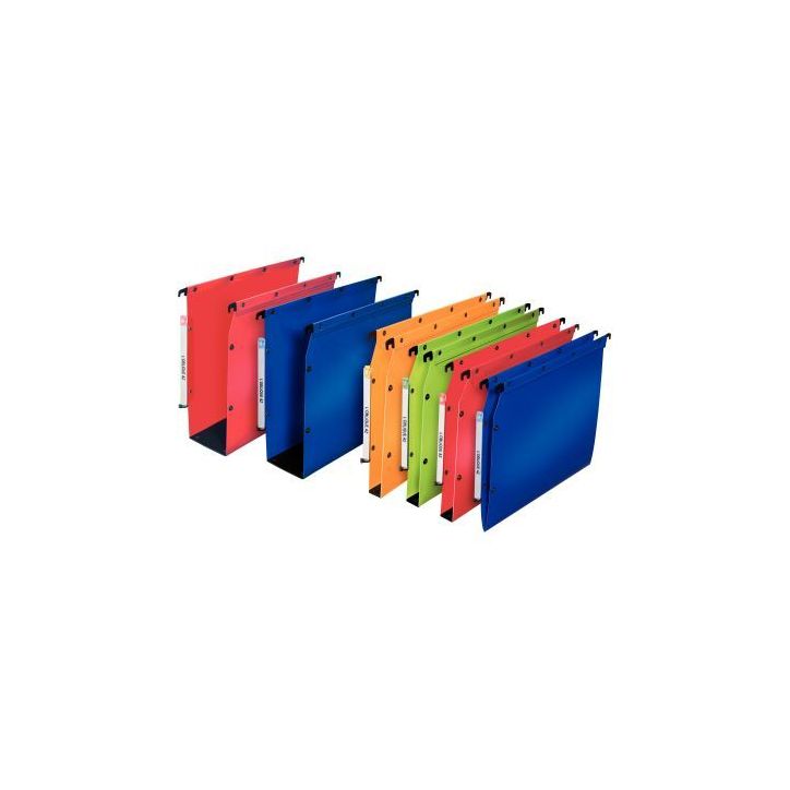 Paquet 10 dossiers suspendus armoire polypropylène dos 50 rouge cerise 100330593 HAMELIN