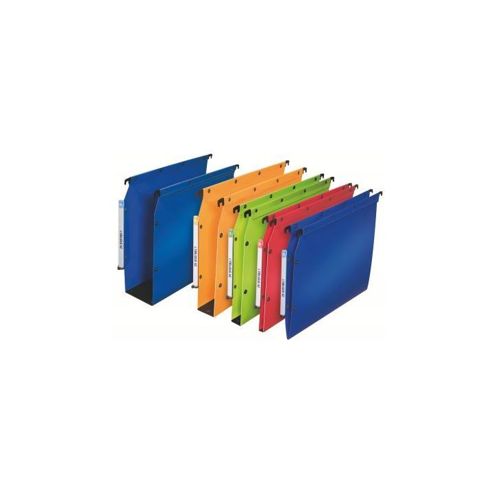 Paquet de 10 dossiers suspendus polypro Ultimate armoire dos de 80mm bleu 100330582 HAMELIN
