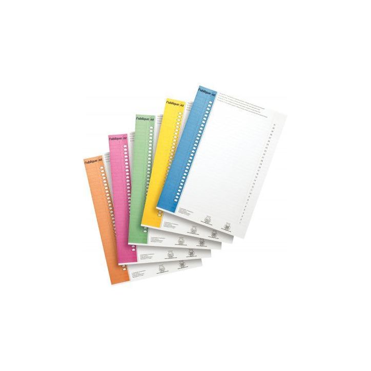 OBLIQUE AZ Sachet de 10 planches étiquettes n°9 réversibles pour dossiers suspendus armoire. Assortis