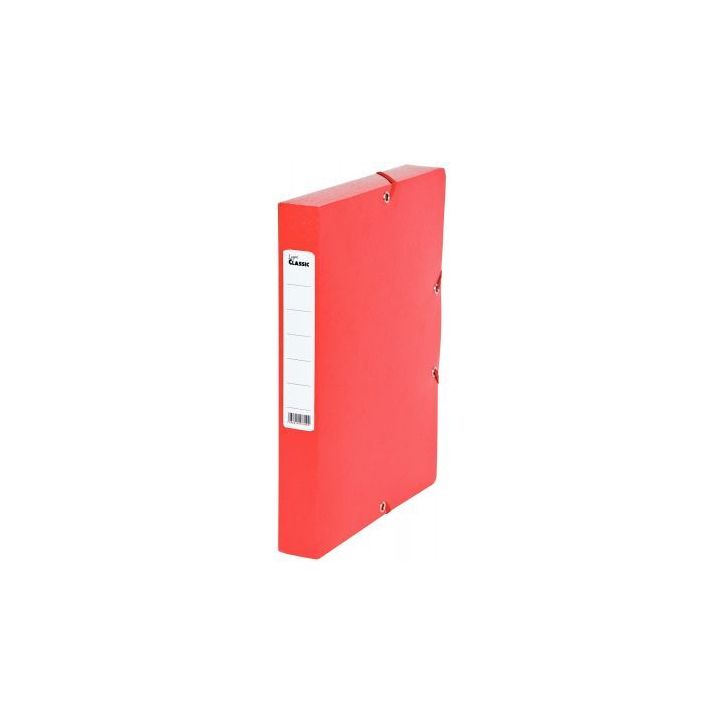 PERGAMY Boîte de classement à  élastique en carte lustrée 7/10, 600g. Dos 40mm. Coloris Rouge.