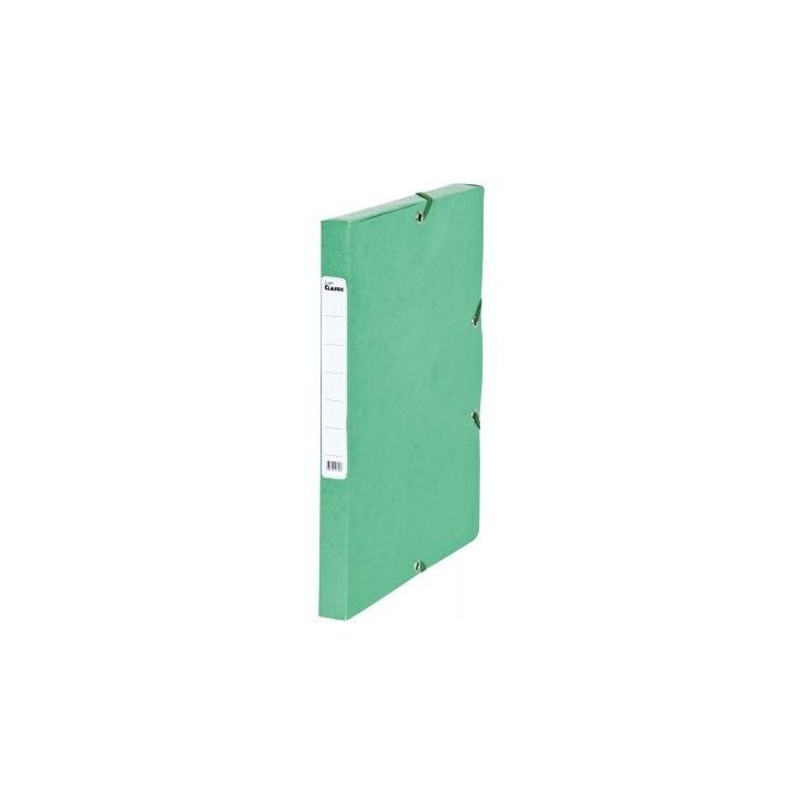 PERGAMY Boîte de classement à  élastique en carte lustrée 7/10, 600g. Dos 25mm. Coloris Vert.