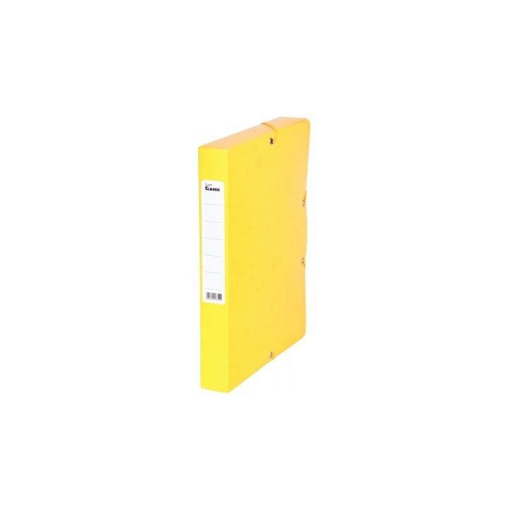 PERGAMY Boîte de classement à  élastique en carte lustrée 7/10, 600g. Dos 40mm. Coloris Jaune.
