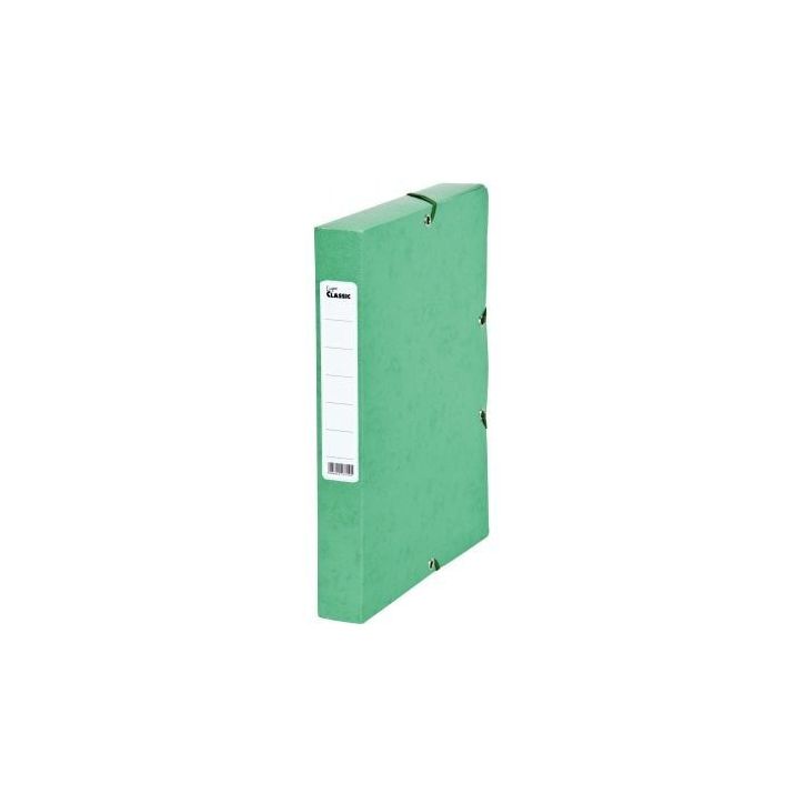 PERGAMY Boîte de classement à  élastique en carte lustrée 7/10, 600g. Dos 40mm. Coloris Vert.
