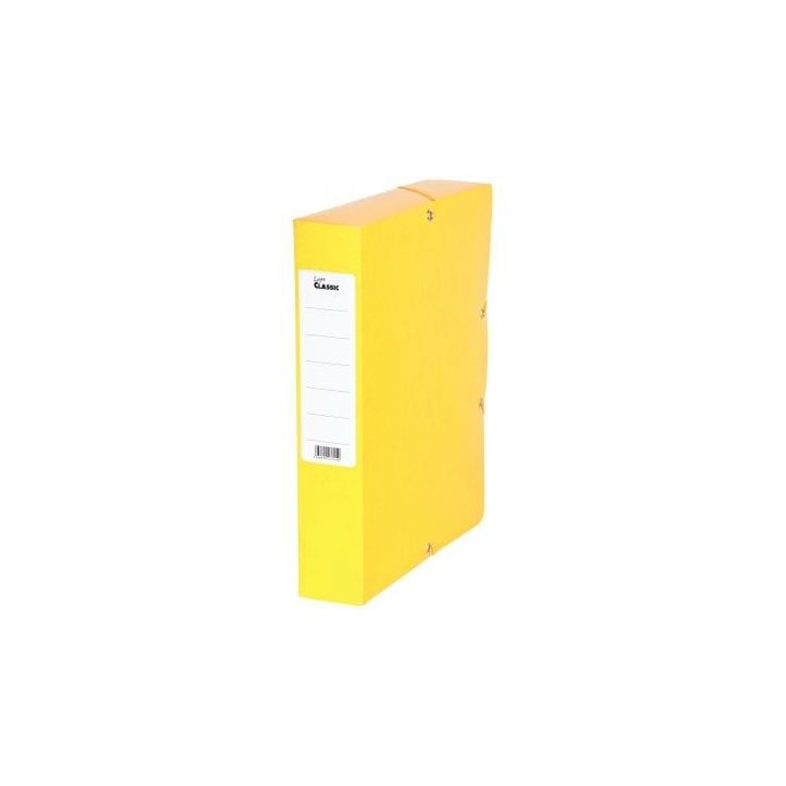PERGAMY Boîte de classement à  élastique en carte lustrée 7/10, 600g. Dos 60mm. Coloris Jaune.