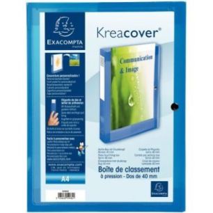 Achetez Boite de classement personnalisable en polypropylène KREACOVER dos 4 cm, bleu 59982E KREACO..