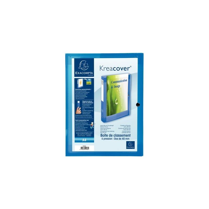 Achetez Boite de classement personnalisable en polypropylène KREACOVER dos 4 cm, bleu 59982E KREACO.. Achetez Boite de classement personnalisable en polypropylène KREACOVER dos 4 cm, bleu 59982E KREACO..