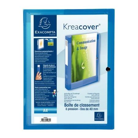 Achetez Boite de classement personnalisable en polypropylène KREACOVER dos 4 cm, bleu 59982E KREACO..