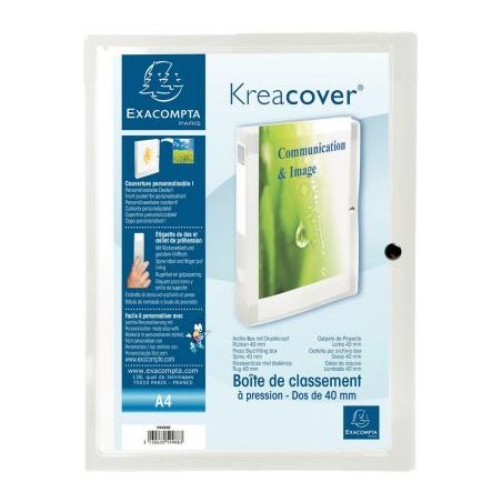 Achetez Boite de classement personnalisable en polypropylène KREACOVER dos 4 cm, incolore 59988E KR..