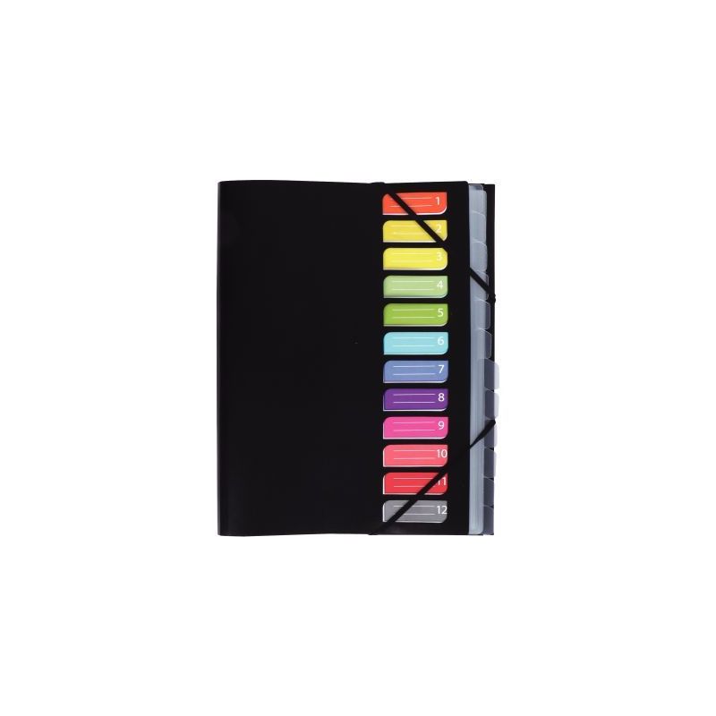 Achetez Trieur en polypropylène avec 3 rabats et élastiques 12 compartiments coloris noir 1310405 .. Achetez Trieur en polypropylène avec 3 rabats et élastiques 12 compartiments coloris noir 1310405 ..