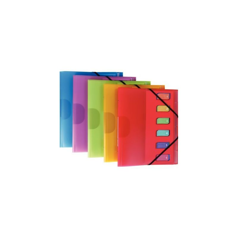 Achetez Trieur en polypropylène Color Fresh 6 compartiments, 3 rabats + élastiques 1310404 pas che..