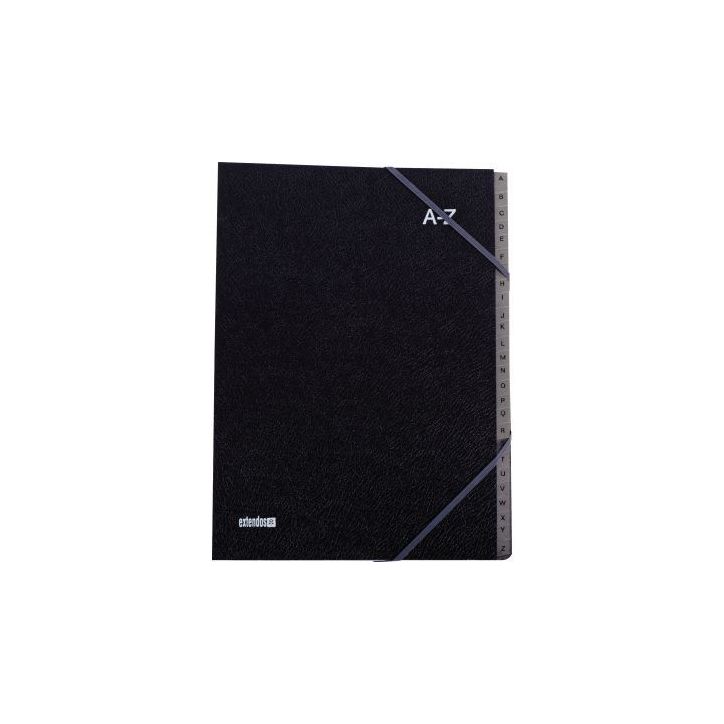 Trieur couverture noire grainée 26 compartiments alphabétiques 753.26 EL02 EXTENDOS