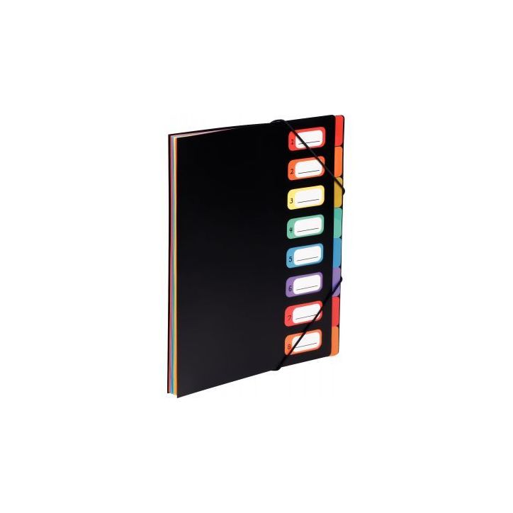VIQUEL Trieur RAINBOW 8 compartiments à  soufflet en polypro 5/10, extérieur Noir intérieur multicolore