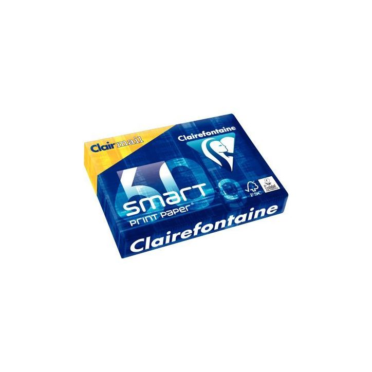 Ramette de 500 feuilles de papier blanc 60g de format A4 SMART PRINT 1929C CLAIRMAIL CLAIREFONTAINE