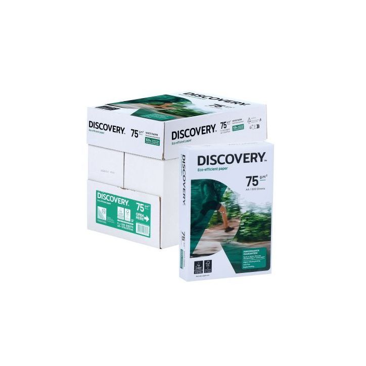 Carton de 5 ramettes de 500f format A4 75g blanc DISCOVERY 47775X5 DISCOVERY