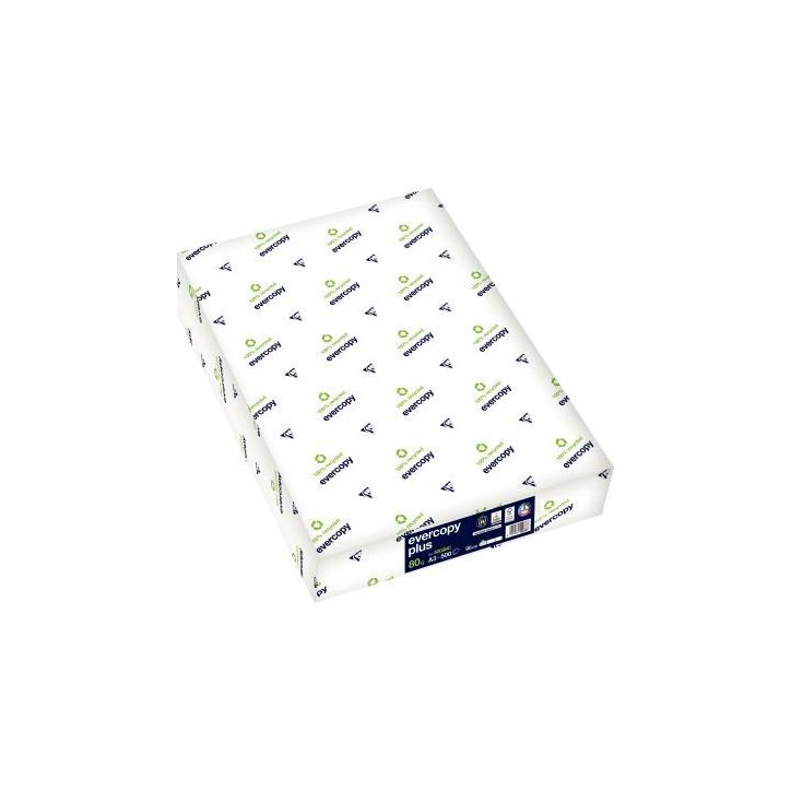 CLAIREFONTAINE Ramette de 500 feuilles A3 80g, papier 100% recyclé Blanc Evercopy+ CIE95