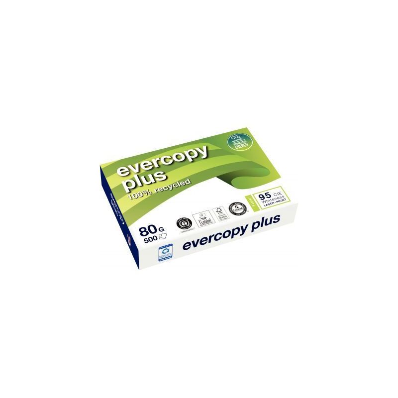 Achetez CLAIREFONTAINE Ramette de 500 feuilles A4 80g, papier 100% recyclé Blanc Evercopy+ CIE95 pa.. Achetez CLAIREFONTAINE Ramette de 500 feuilles A4 80g, papier 100% recyclé Blanc Evercopy+ CIE95 pa..