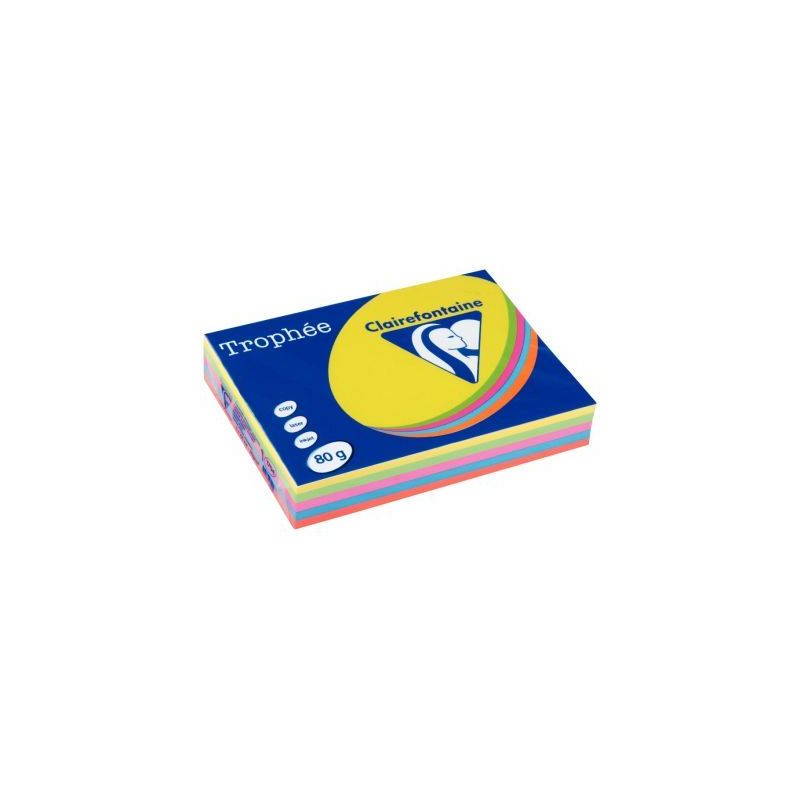 Achetez CLAIREFONTAINE Ramette 5x100F papier Trophée 80g A3 assortis intense soleil,menthe,cardinal.. Achetez CLAIREFONTAINE Ramette 5x100F papier Trophée 80g A3 assortis intense soleil,menthe,cardinal..
