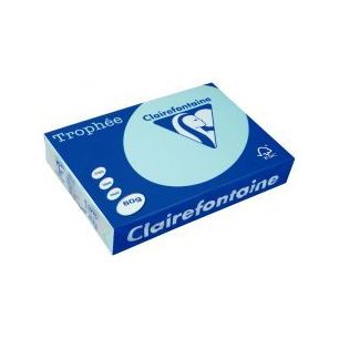 CLAIREFONTAINE Ramette de 500 feuilles papier couleur TROPHEE 80 grammes format A3 Bleu alizé 1889