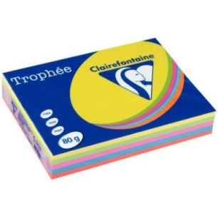 Ramette de 500 feuilles de papier 80g de format A4 assortis intense TROPHEE CLAIREFONTAINE 1704SC CLAIREFONTAI