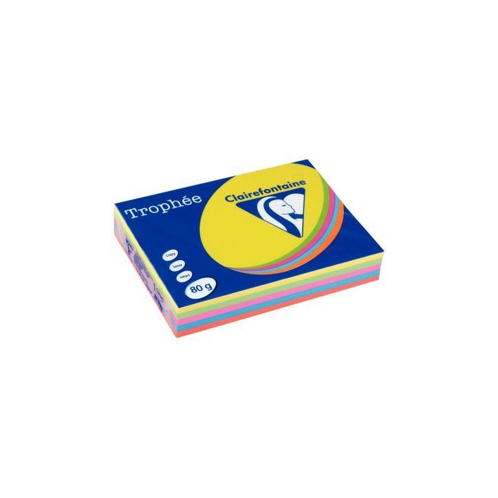Ramette de 500 feuilles de papier 80g de format A4 assortis intense TROPHEE CLAIREFONTAINE 1704SC CLAIREFONTAI