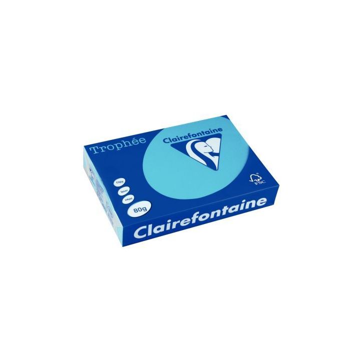 Carton de 3 ramettes de 500 feuilles format A3 80g bleu turquoise 36820 X3 TROPHEE CLAIREFONTAINE