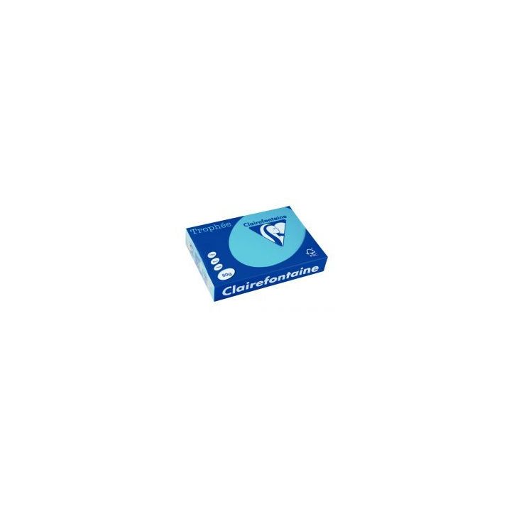 CLAIREFONTAINE Ramette de 500 feuilles papier couleur TROPHEE 80 grammes format A4 Bleu turquoise 1781