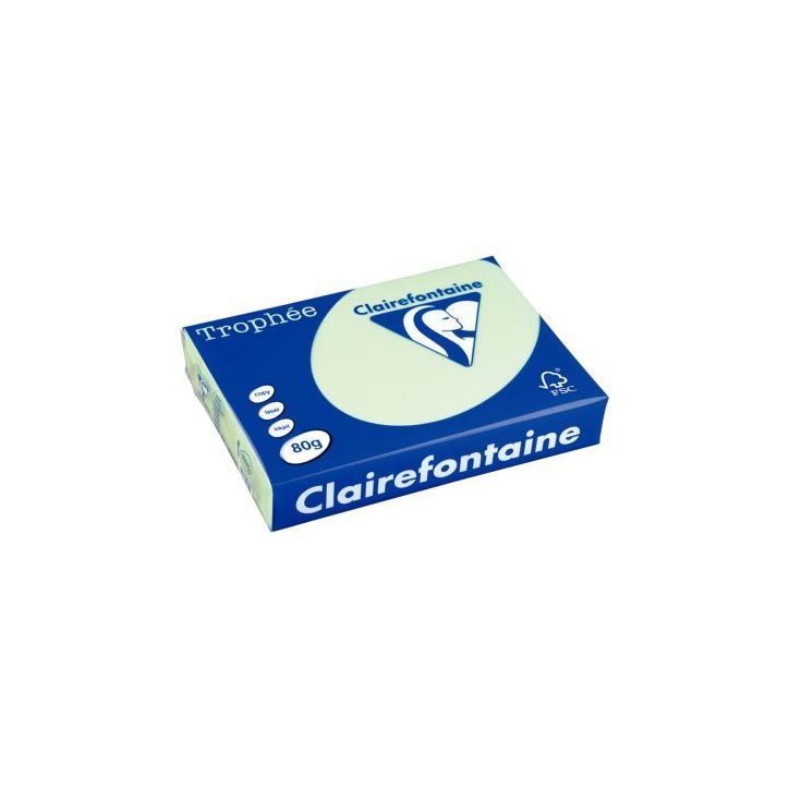 CLAIREFONTAINE Ramette de 500 feuilles papier couleur TROPHEE 80 grammes format A4 Vert 1975
