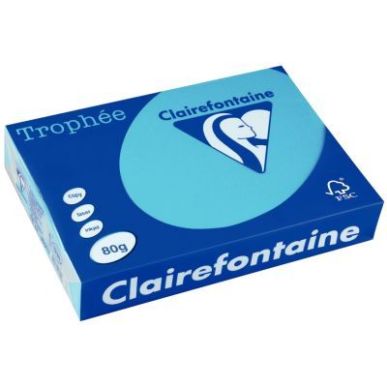Achetez CLAIREFONTAINE Ramette de 500 feuilles papier couleur TROPHEE 80 grammes format A3 Bleu turq..