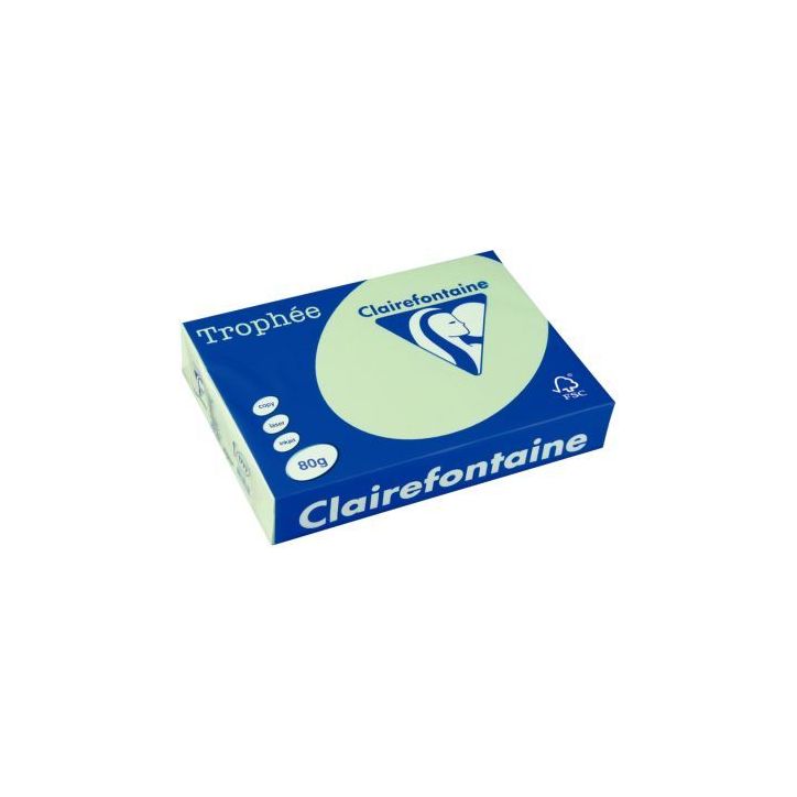 CLAIREFONTAINE Ramette de 500 feuilles papier couleur TROPHEE 80 grammes format A3 Vert golf 1891