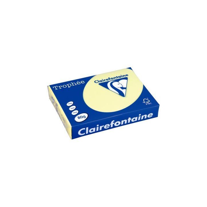 CLAIREFONTAINE Ramette de 500 feuilles papier couleur TROPHEE 80 grammes format A4 canari 1977