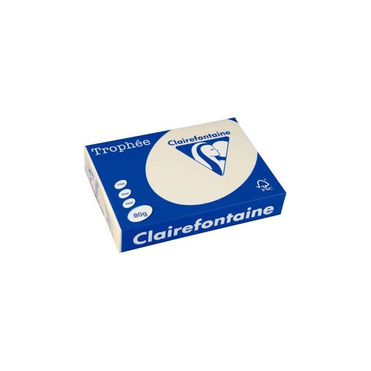 CLAIREFONTAINE Ramette de 500 feuilles papier couleur TROPHEE 80 grammes format A3 Ivoire 1252