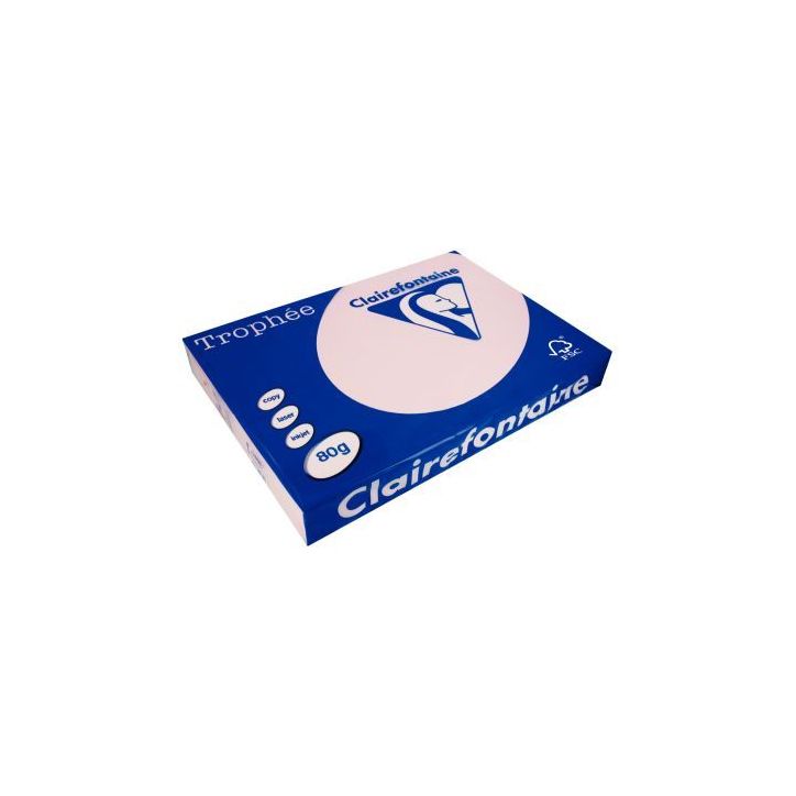 CLAIREFONTAINE Ramette de 500 feuilles papier couleur TROPHEE 80 grammes format A4 Rose 1973