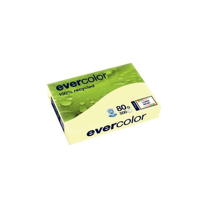 CLAIREFONTAINE Ramette de 500 feuilles papier couleur recyclé EVERCOLOR 80gr format A4 Jaune canari 40005