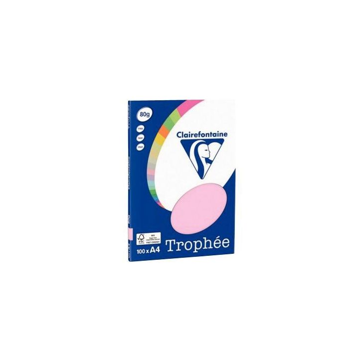 Pochette de 100 feuilles format A4 80g rose CLAIREFONTAINE 4103C TROPHEE CLAIREFONTAINE