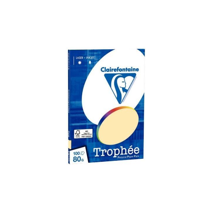 Pochette de 100 feuilles format A4 80g chamois CLAIREFONTAINE 4106C TROPHEE CLAIREFONTAINE