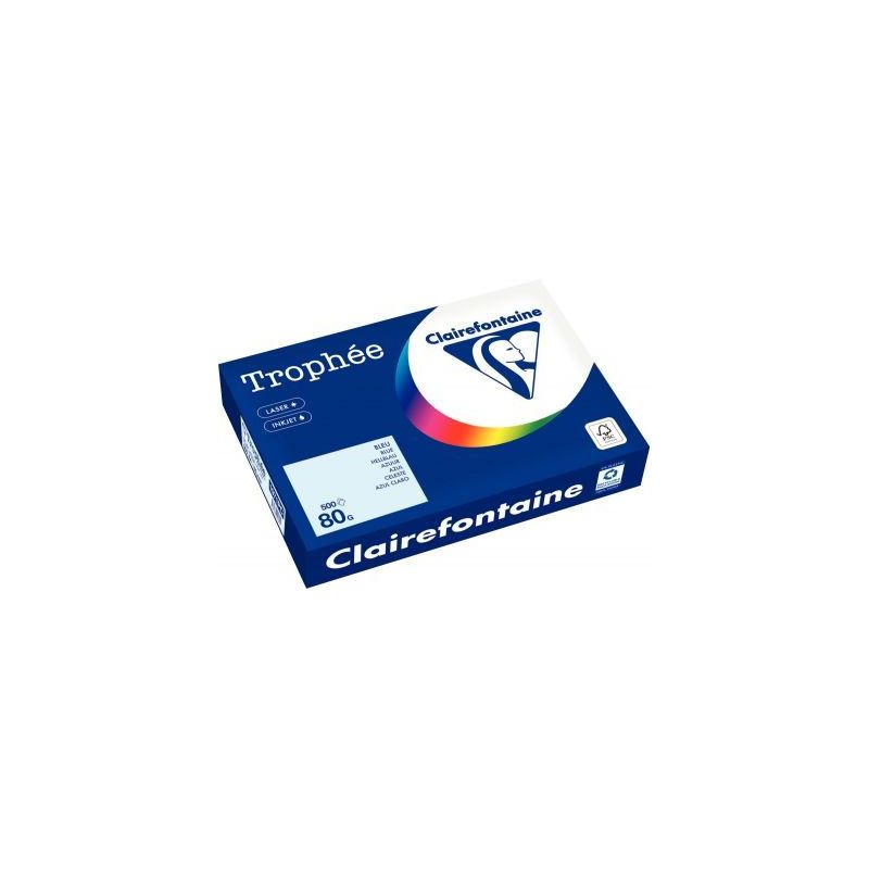 Achetez CLAIREFONTAINE Ramette de 500 feuilles papier couleur TROPHEE 80 grammes format A4 Bleu 1971..