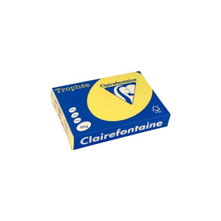 CLAIREFONTAINE Ramette de 500 feuilles papier couleur TROPHEE 80 grammes format A4 Jaune soleil 1877
