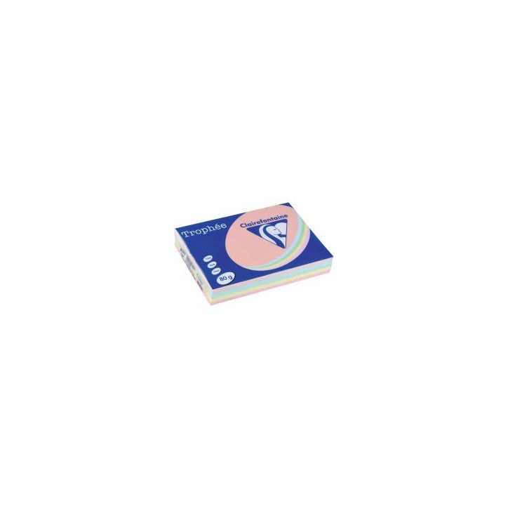 Carton de 5 ramettes de 500 feuilles format A4 80g assortis pastel 1703CX5 TROPHEE CLAIREFONTAINE