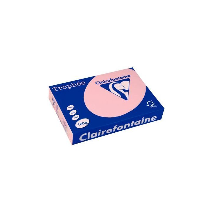 CLAIREFONTAINE Ramette de 250 feuilles papier couleur TROPHEE 160 grammes format A4 Rose 2634