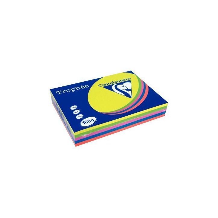 Paquet de 250 feuilles de papier 160g de format A4 assortis intense TROPHEE CLAIREFONTAINE 1713C CLAIREFONTAIN