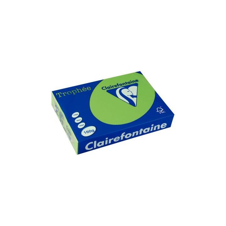 CLAIREFONTAINE Ramette de 250 feuilles papier couleur TROPHEE 160 grammes format A4 Vert menthe 1025
