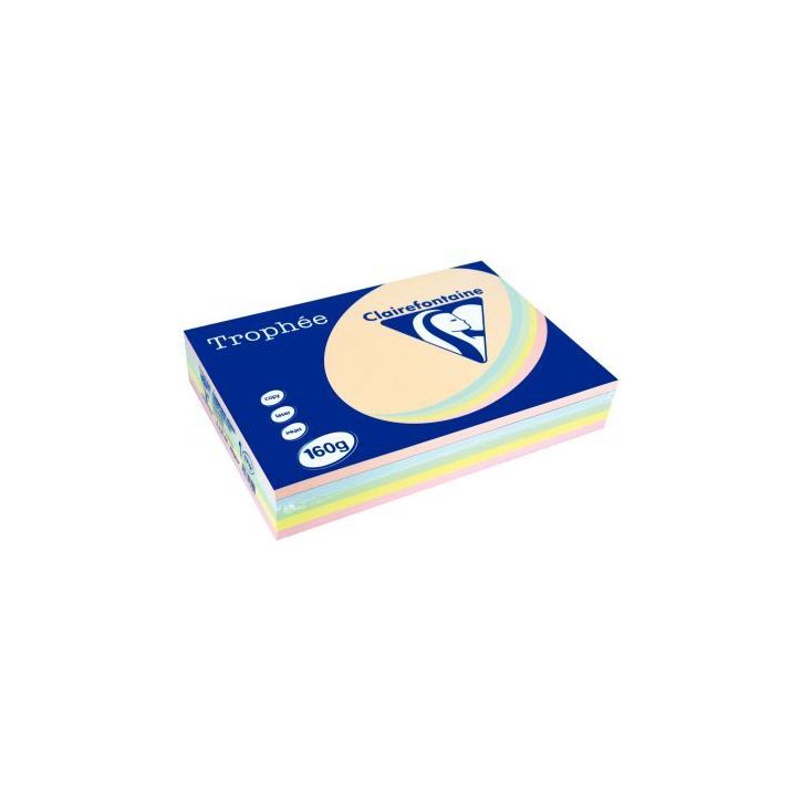 Paquet de 250 feuilles de papier 160g de format A4 assortis pastel TROPHEE CLAIREFONTAINE 1712C CLAIREFONTAINE